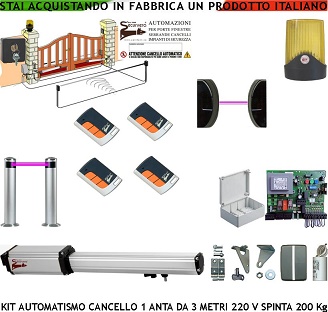 Kit Automatismo Cancello 1 Anta da 3 Metri Securvera